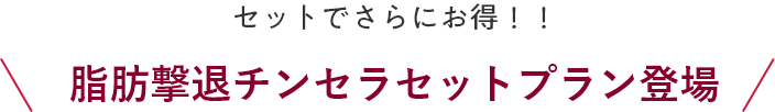 セットでさらにお得！！ 脂肪撃退チンセラセットプラン登場